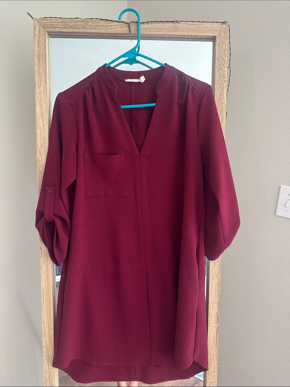 Lush Burgundy V-Neck Tunic dress